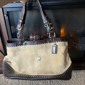 Tan and brown Coach purse